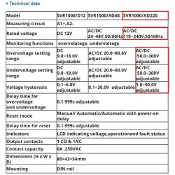 DC Protection Relay 72V 96V 240V ADJUSTABLE Over Under VOLTAGE Battery